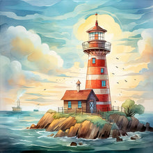 Load image into Gallery viewer, Diamond Painting - Full Round - Sea lighthouse (30*30CM)
