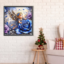Load image into Gallery viewer, AB Diamond Painting - Full Round - Little angel and blue rose (40*40CM)
