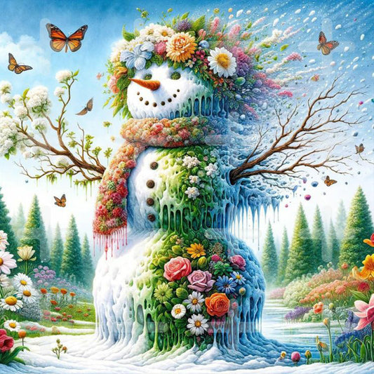 Diamond Painting - Full Round - Spring snowman (30*30CM)