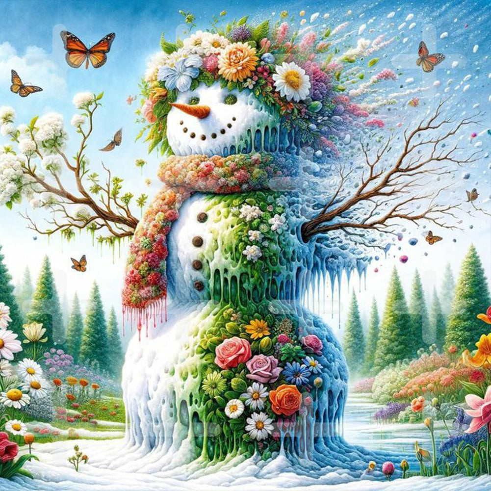 Diamond Painting - Full Round - Spring snowman (30*30CM)