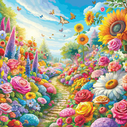 Diamond Painting - Full Round - Spring flower road (30*30CM)