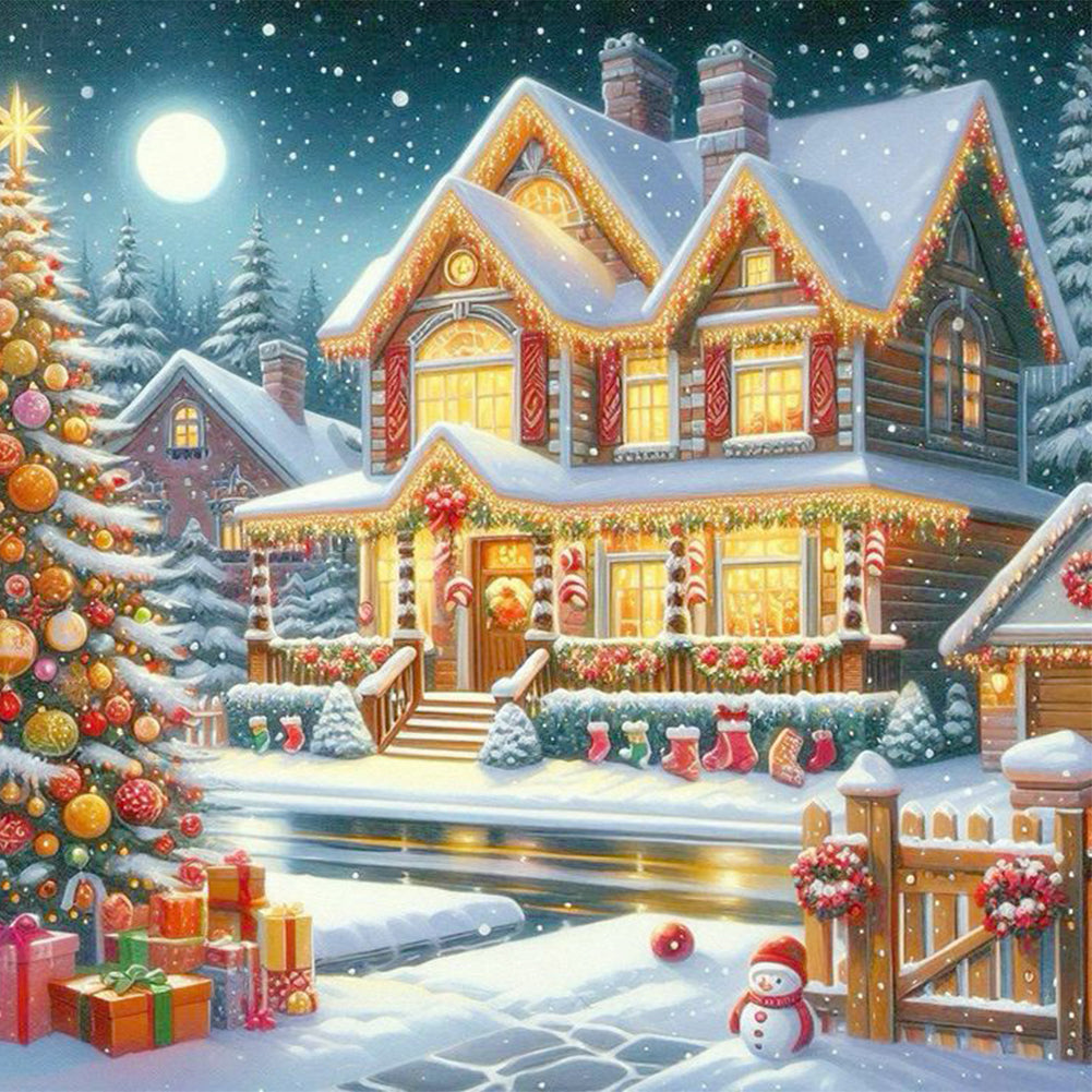 Diamond Painting - Full Round - Snowy day Christmas town (30*30CM)