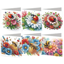 Load image into Gallery viewer, 6Pcs Ladybug Bee Diamond Handmade Card DIY Diamond Painting Card for Adults Kids
