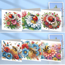 Load image into Gallery viewer, 6Pcs Ladybug Bee Diamond Handmade Card DIY Diamond Painting Card for Adults Kids
