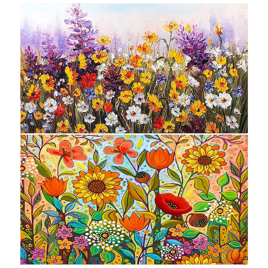 2pcs Round Diamond Painting Set - In the flowers (70*40CM)