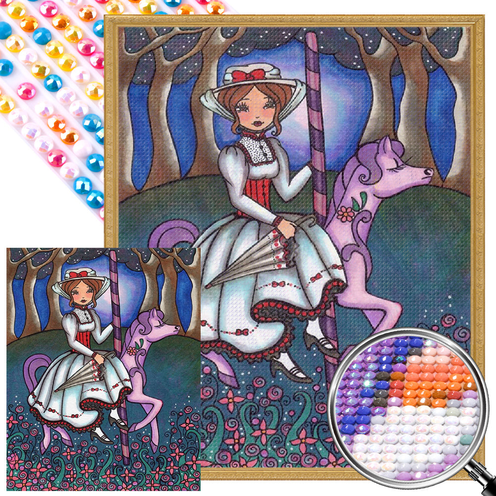 AB Diamond Painting - Full Round - Girl on horseback (40*50CM)