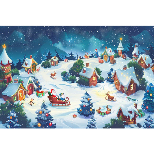 AB Diamond Painting - Full Round - Snowy day town (60*40CM)