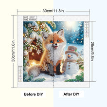 Load image into Gallery viewer, Diamond Painting - Partial Special Shaped - Christmas atmosphere fox snowman (30*30CM)
