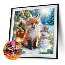 Load image into Gallery viewer, Diamond Painting - Partial Special Shaped - Christmas atmosphere fox snowman (30*30CM)
