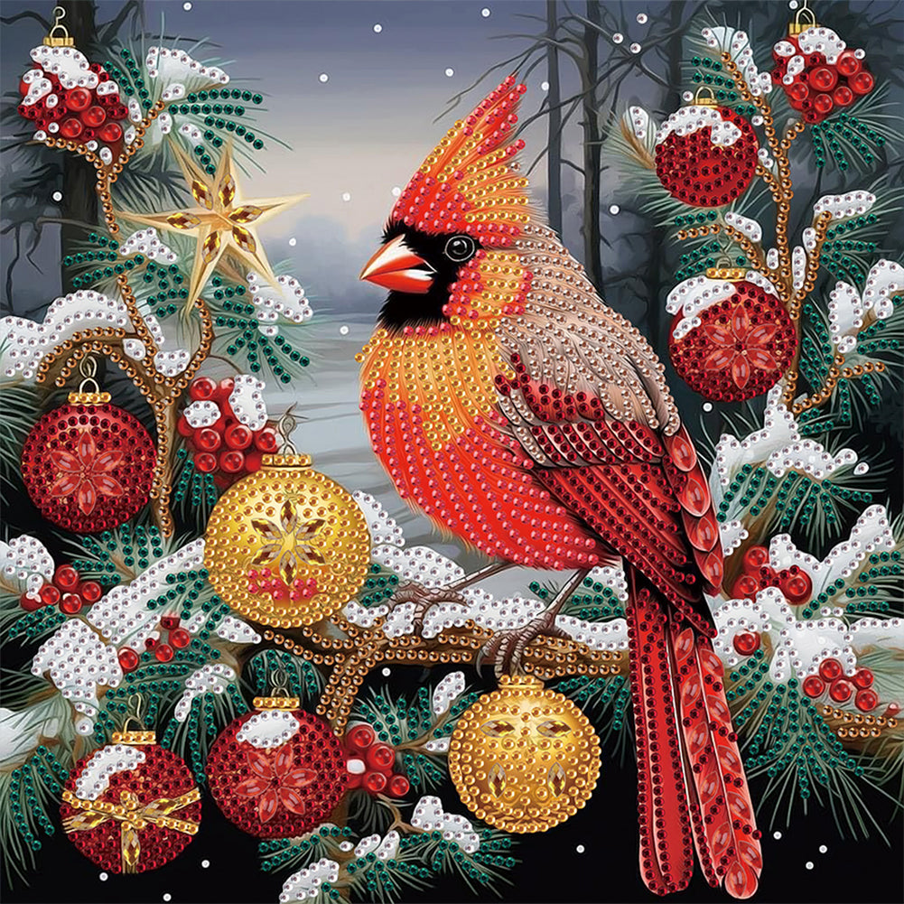Diamond Painting - Partial Special Shaped - Christmas atmosphere cardinal (30*30CM)