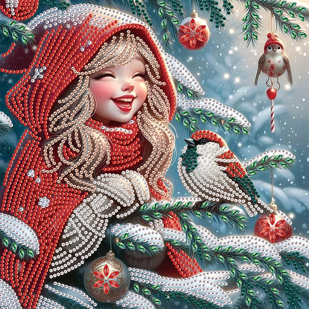 Diamond Painting - Partial Special Shaped - Christmas atmosphere girl (30*30CM)
