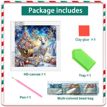 Load image into Gallery viewer, Diamond Painting - Partial Special Shaped - Christmas atmosphere sleigh reindeer (30*30CM)
