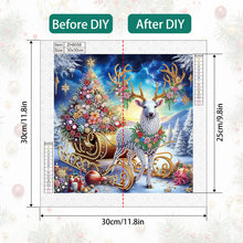 Load image into Gallery viewer, Diamond Painting - Partial Special Shaped - Christmas atmosphere sleigh reindeer (30*30CM)
