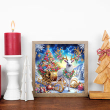 Load image into Gallery viewer, Diamond Painting - Partial Special Shaped - Christmas atmosphere sleigh reindeer (30*30CM)
