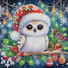 Load image into Gallery viewer, Diamond Painting - Partial Special Shaped - Christmas owls (30*30CM)
