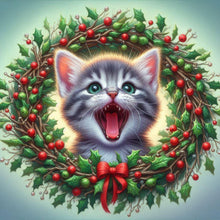 Load image into Gallery viewer, Diamond Painting - Full Round - Christmas wreath kittens (30*30CM)
