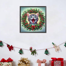 Load image into Gallery viewer, Diamond Painting - Full Round - Christmas wreath kittens (30*30CM)
