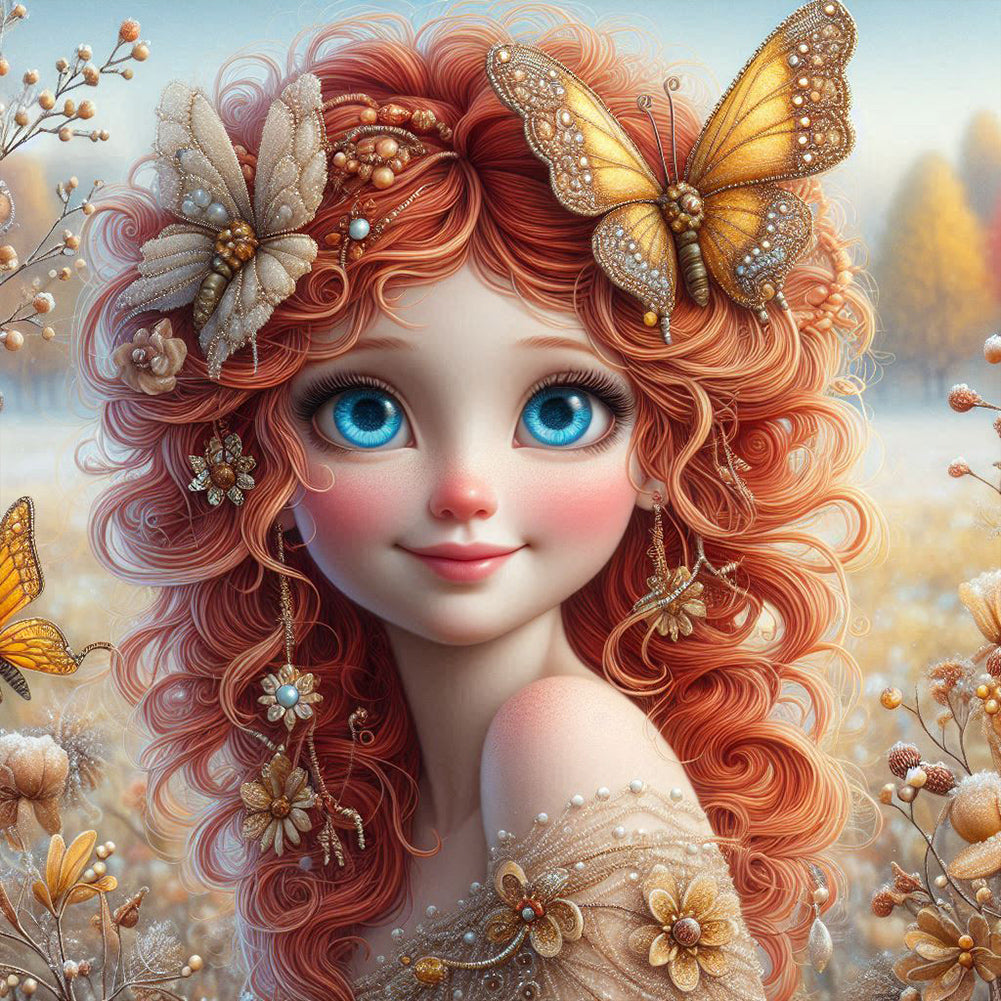 Diamond Painting - Full Round - Butterfly girl (30*30CM)
