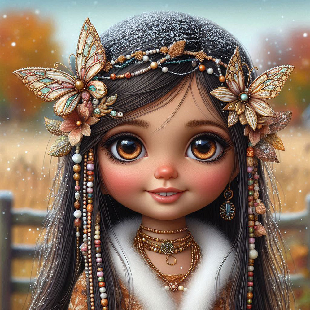 Diamond Painting - Full Round - Butterfly girl (30*30CM)
