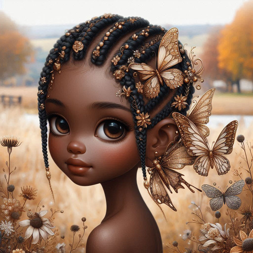 Diamond Painting - Full Round - Butterfly girl (30*30CM)