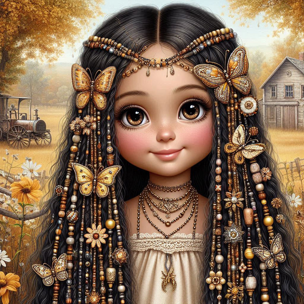 Diamond Painting - Full Round - Butterfly girl (30*30CM)
