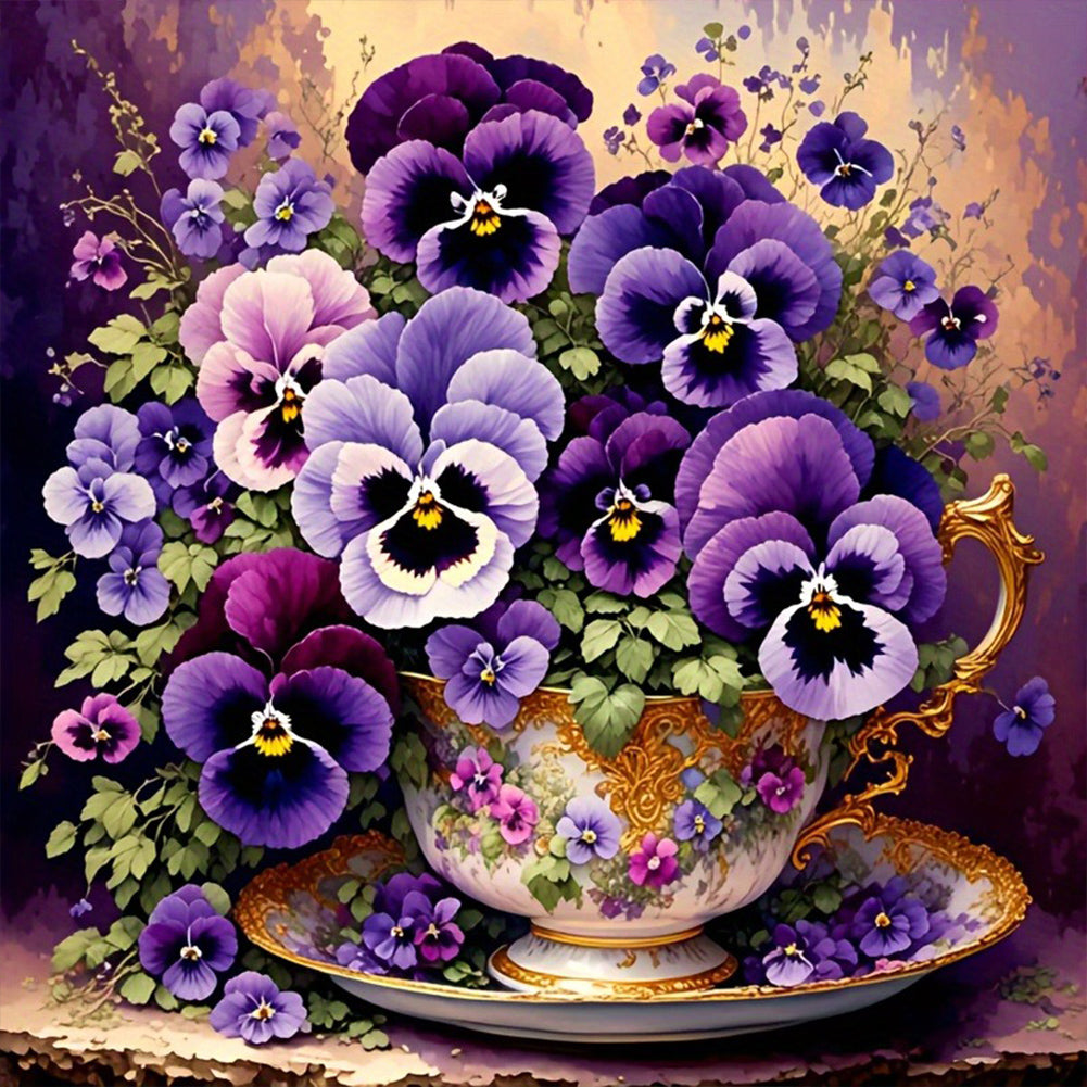 Diamond Painting - Full Round - Violet flowers (40*40CM)