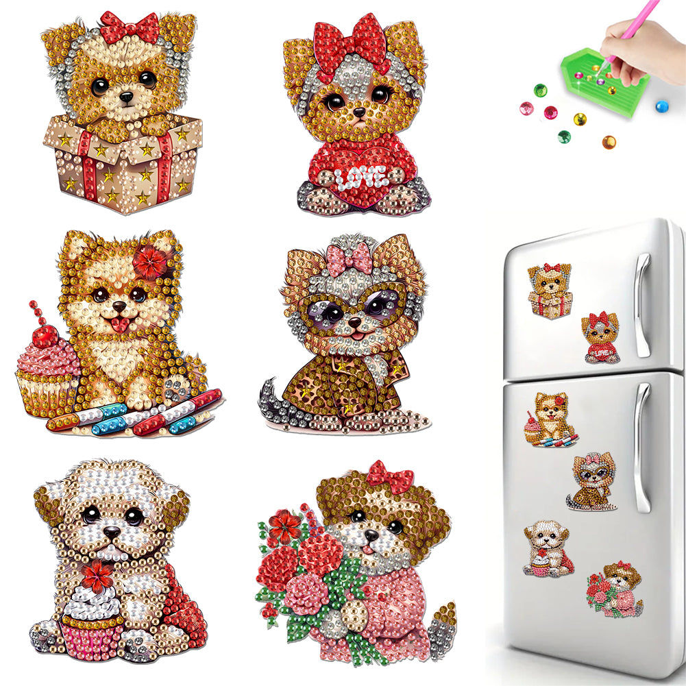 6Pcs Acrylic Cupcake Animals Diamond Art Fridge Magnet for DIY Crafts Party Gift