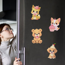 Load image into Gallery viewer, 6Pcs Acrylic Cupcake Animals Diamond Art Fridge Magnet for DIY Crafts Party Gift
