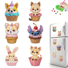 Load image into Gallery viewer, 6Pcs Acrylic Cupcake Animals Diamond Art Fridge Magnet for DIY Crafts Party Gift
