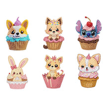 Load image into Gallery viewer, 6Pcs Acrylic Cupcake Animals Diamond Art Fridge Magnet for DIY Crafts Party Gift
