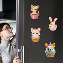 Load image into Gallery viewer, 6Pcs Acrylic Cupcake Animals Diamond Art Fridge Magnet for DIY Crafts Party Gift
