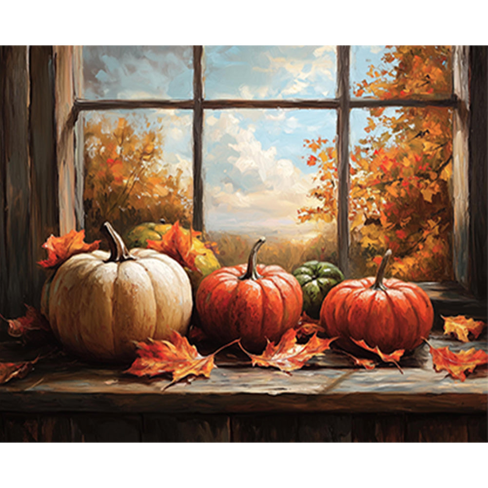 Diamond Painting - Full Round - Pumpkin window (50*40CM)
