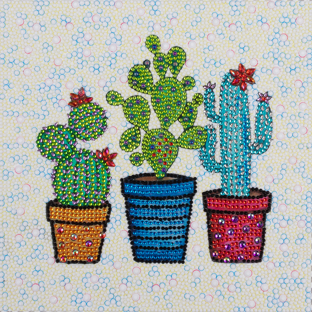 Diamond Painting - Full Crystal - Cactus in pot (30*30CM)