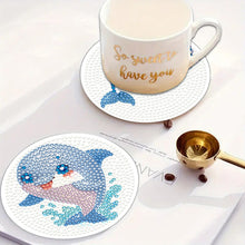 Load image into Gallery viewer, 4Pcs Wooden Animals Shining Drink Coasters DIY Circular Coaster Diamond Dot Kits
