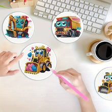 Load image into Gallery viewer, 4Pcs Wooden Animals Shining Drink Coasters DIY Circular Coaster Diamond Dot Kits
