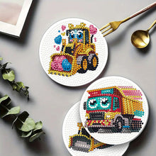 Load image into Gallery viewer, 4Pcs Wooden Animals Shining Drink Coasters DIY Circular Coaster Diamond Dot Kits
