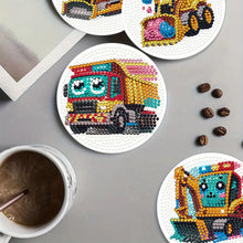 Load image into Gallery viewer, 4Pcs Wooden Animals Shining Drink Coasters DIY Circular Coaster Diamond Dot Kits

