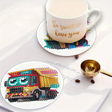 Load image into Gallery viewer, 4Pcs Wooden Animals Shining Drink Coasters DIY Circular Coaster Diamond Dot Kits

