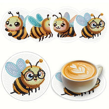 Load image into Gallery viewer, 4Pcs Wooden Animals Shining Drink Coasters DIY Circular Coaster Diamond Dot Kits

