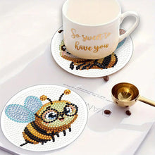 Load image into Gallery viewer, 4Pcs Wooden Animals Shining Drink Coasters DIY Circular Coaster Diamond Dot Kits

