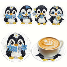 Load image into Gallery viewer, 4Pcs Wooden Animals Shining Drink Coasters DIY Circular Coaster Diamond Dot Kits
