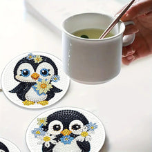 Load image into Gallery viewer, 4Pcs Wooden Animals Shining Drink Coasters DIY Circular Coaster Diamond Dot Kits
