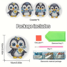 Load image into Gallery viewer, 4Pcs Wooden Animals Shining Drink Coasters DIY Circular Coaster Diamond Dot Kits
