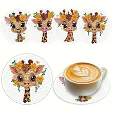 Load image into Gallery viewer, 4Pcs Wooden Animals Shining Drink Coasters DIY Circular Coaster Diamond Dot Kits
