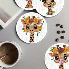 Load image into Gallery viewer, 4Pcs Wooden Animals Shining Drink Coasters DIY Circular Coaster Diamond Dot Kits
