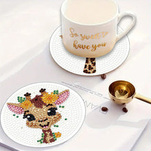 Load image into Gallery viewer, 4Pcs Wooden Animals Shining Drink Coasters DIY Circular Coaster Diamond Dot Kits
