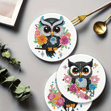 Load image into Gallery viewer, 4Pcs Wooden Animals Shining Drink Coasters DIY Circular Coaster Diamond Dot Kits
