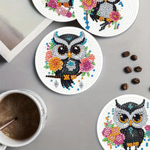 Load image into Gallery viewer, 4Pcs Wooden Animals Shining Drink Coasters DIY Circular Coaster Diamond Dot Kits

