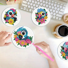 Load image into Gallery viewer, 4Pcs Wooden Animals Shining Drink Coasters DIY Circular Coaster Diamond Dot Kits

