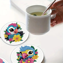 Load image into Gallery viewer, 4Pcs Wooden Animals Shining Drink Coasters DIY Circular Coaster Diamond Dot Kits
